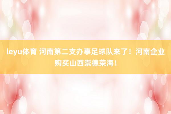 leyu体育 河南第二支办事足球队来了！河南企业购买山西崇德荣海！